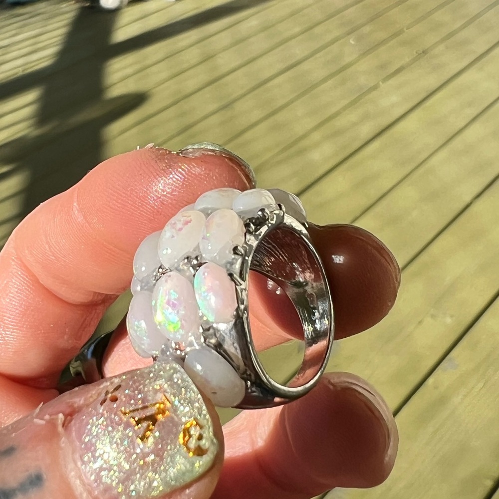 NEW silver plated fire opal statement ring - Picture 10 of 13
